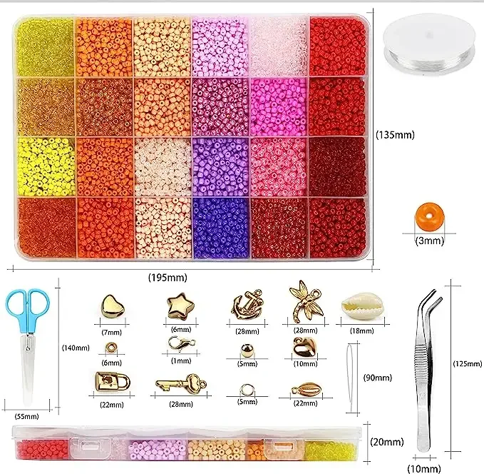 Sale at Wholesale Price 4mm Colorful Acrylic Seed Beads Kit