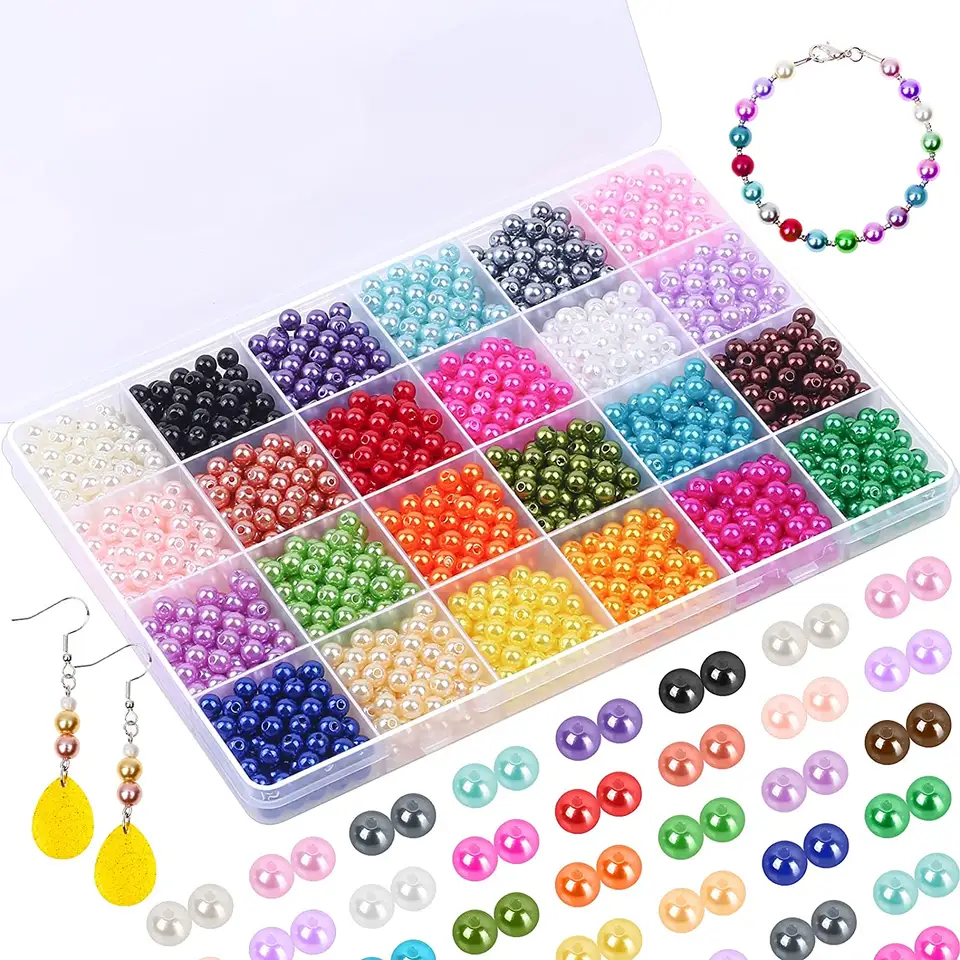 Colorful Acrylic Pearl Kits DIY Artificial Pearl Jewelry Beaded Set