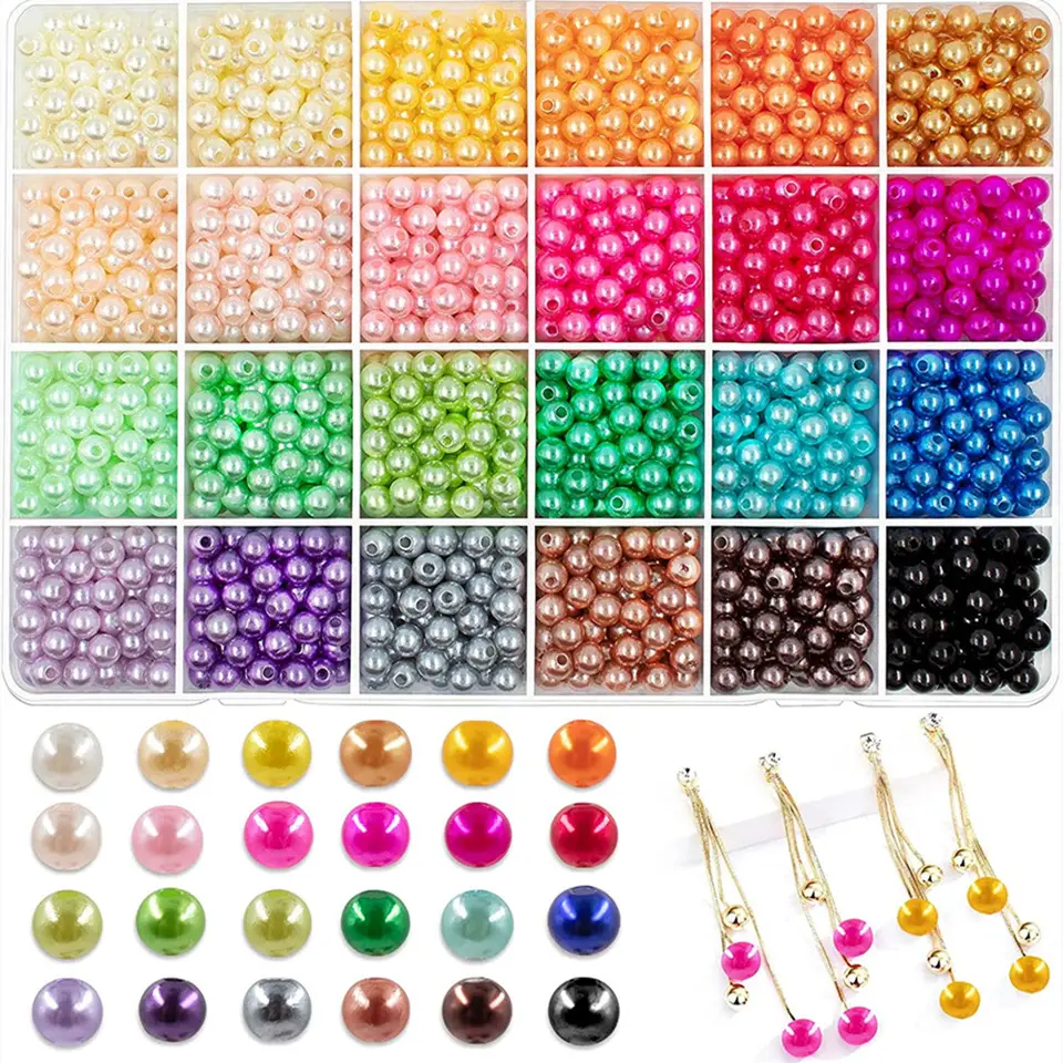 Colorful Acrylic Pearl Kits DIY Artificial Pearl Jewelry Beaded Set