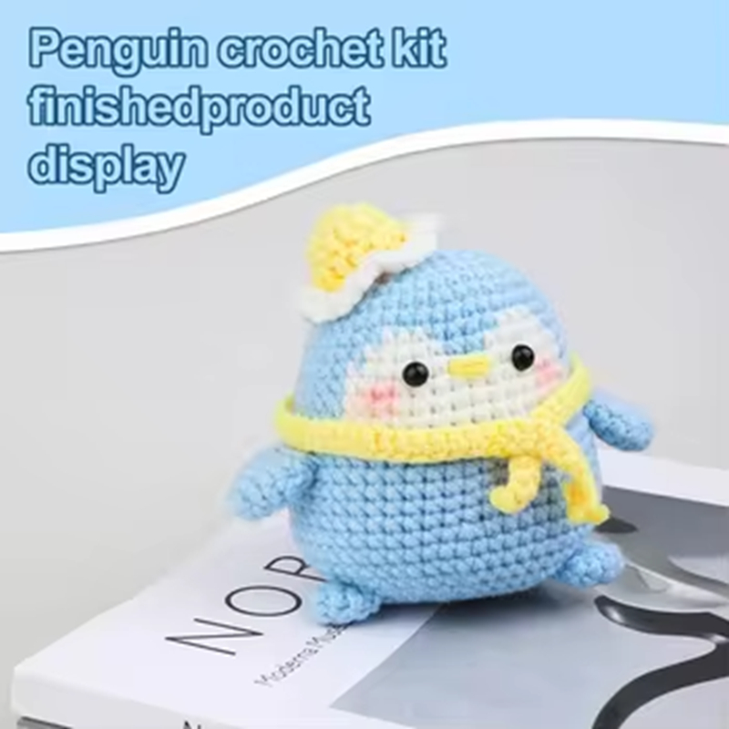 Wholesale Sell Cartoon Penguin Crochet Kit DIY Knitted Animal Yarn Set