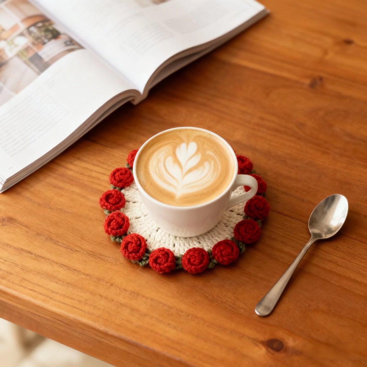 Crochet Rose Flower Coaster