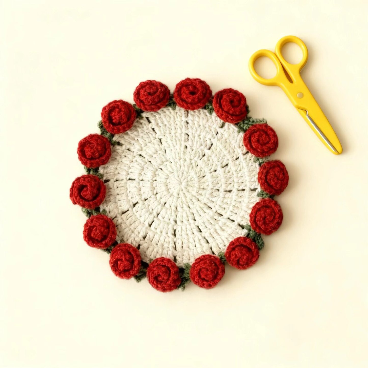 Crochet Rose Flower Coaster