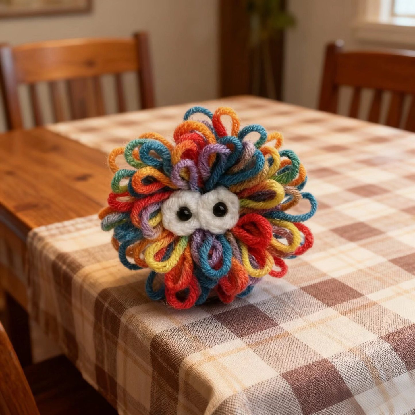 Rainbow Yarn Loop Brooch Pin