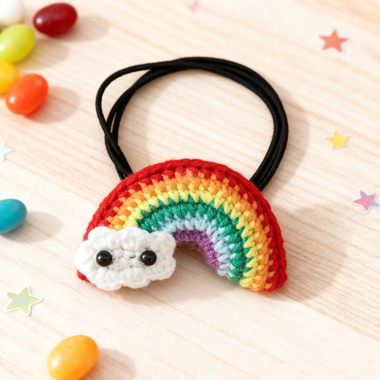 Crochet Rainbow Hair Tie