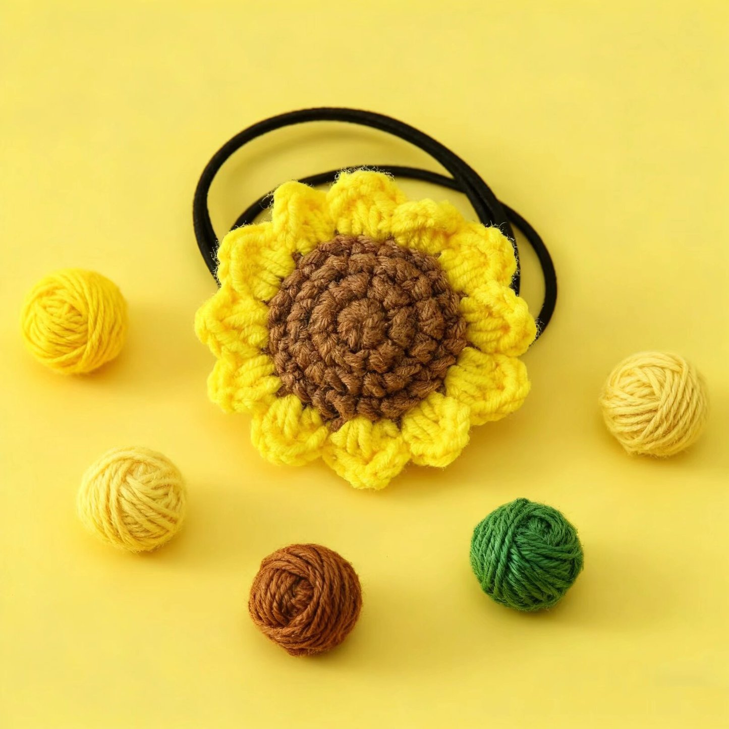 Crochet Sunflower Hair Tie