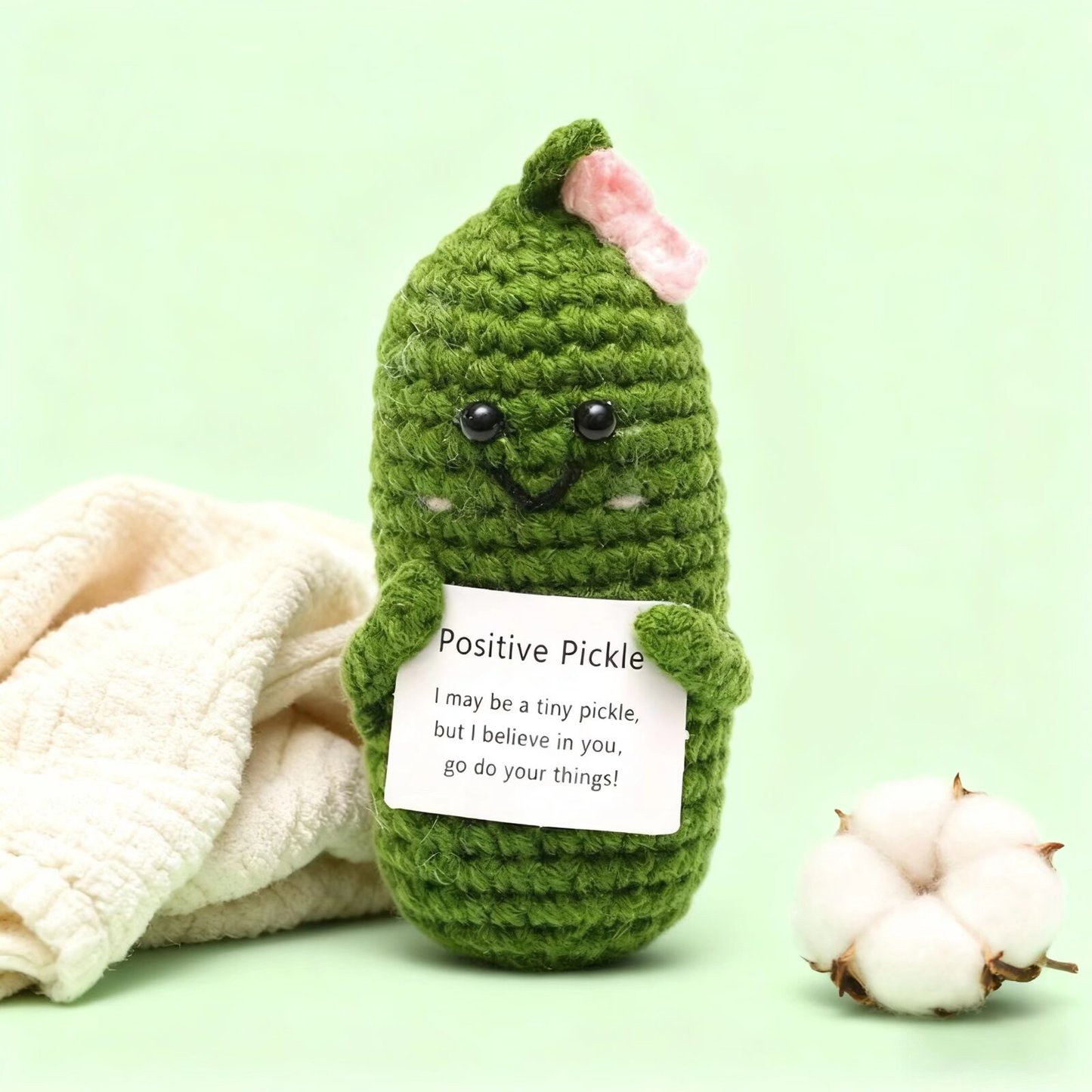 Crochet Positive Pickle Plush Toy