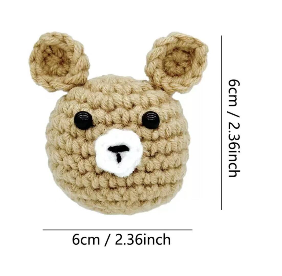 Crochet Brown Bear Keychain with Bell