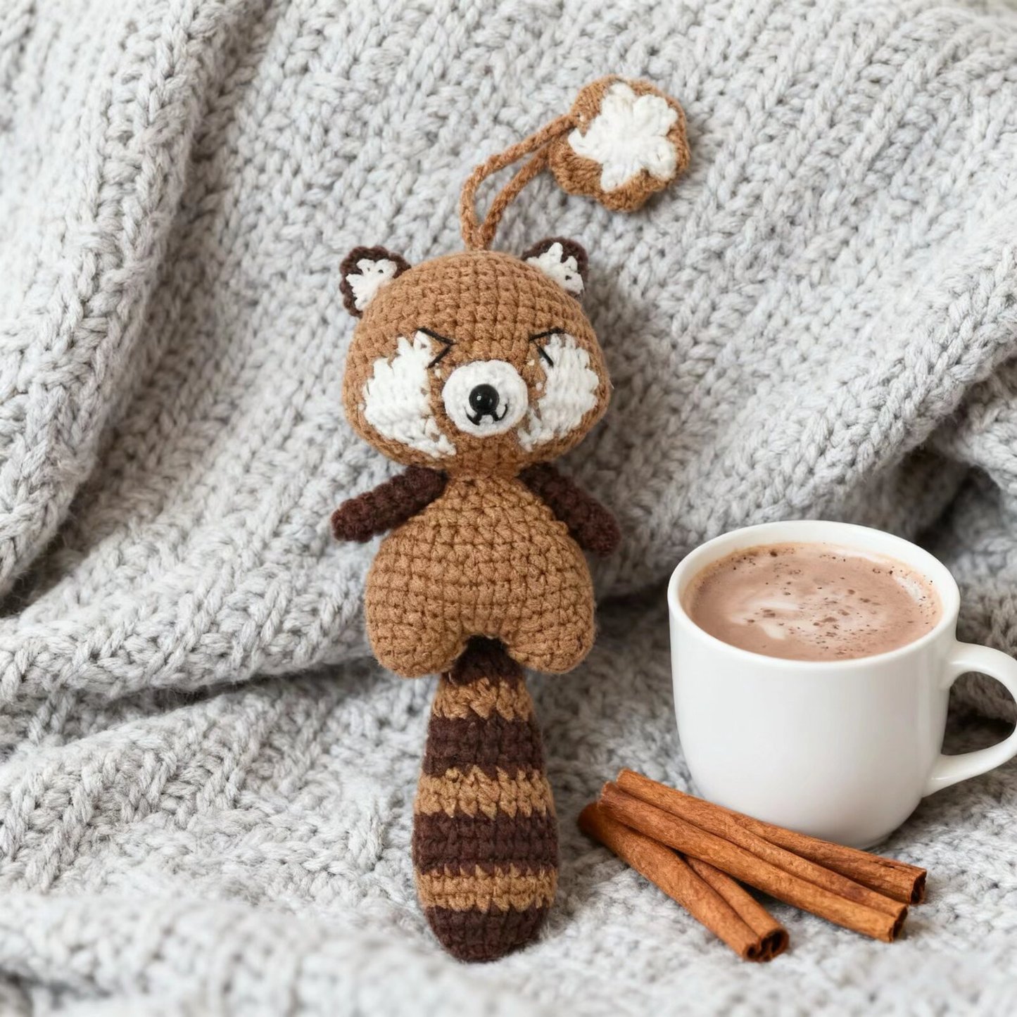 Crochet Raccoon Bag Charm Plush