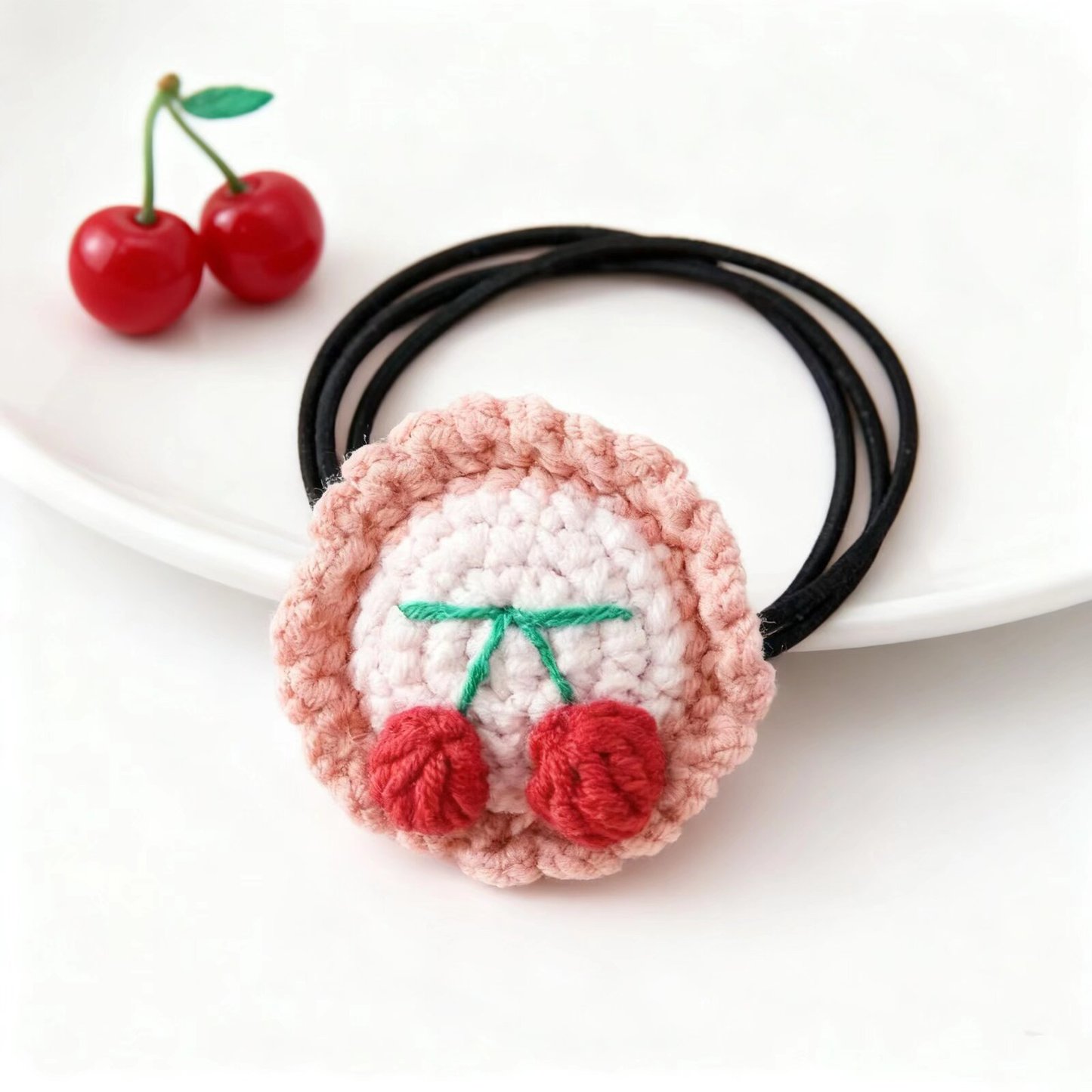 Crochet Cherry Hair Tie