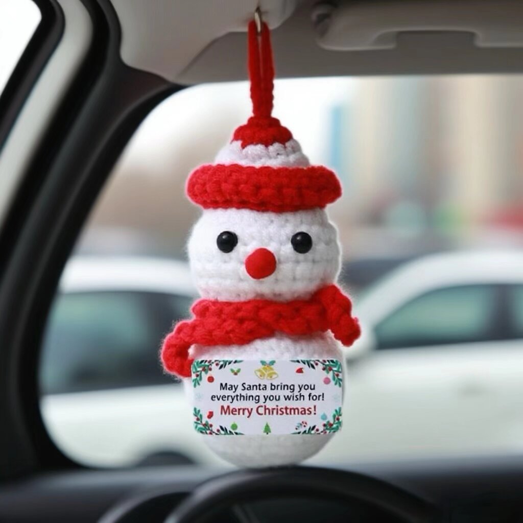 Crochet Snowman Doll Keychain Handmade
