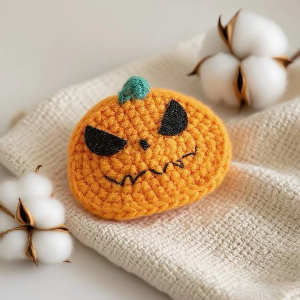 Halloween Pumpkin Crochet Hair Clip