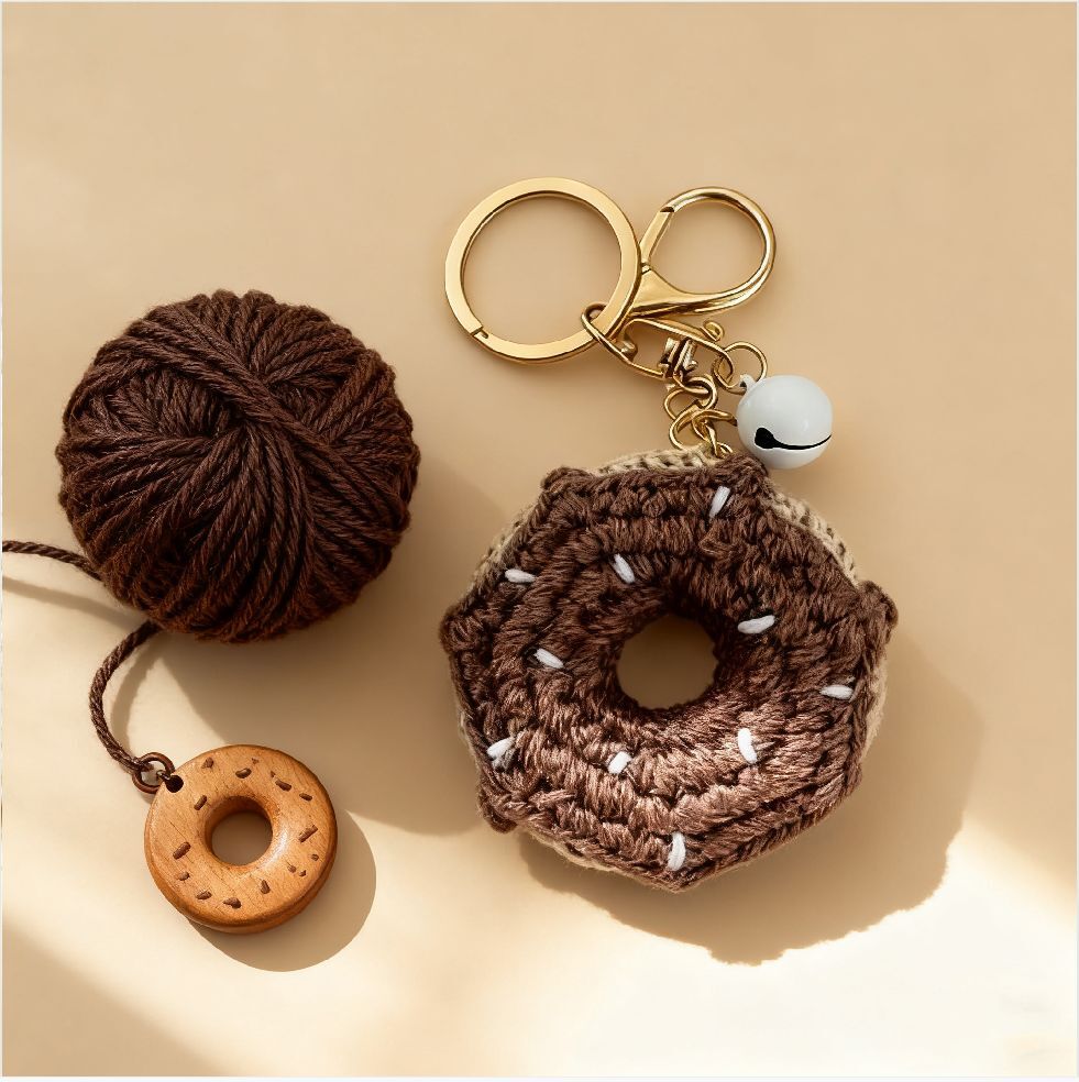 Crochet Chocolate Donut Pendant DIY Kit