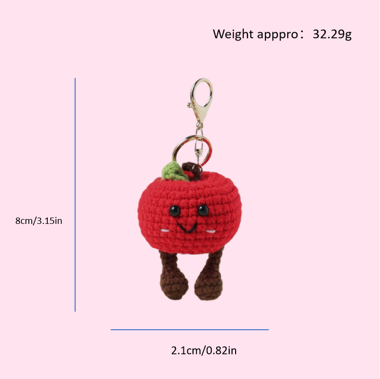 Crochet Smiling Apple Keychain Kit