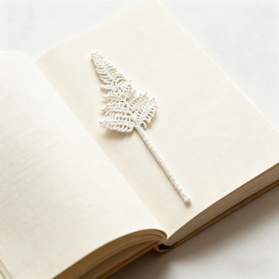 Crochet White Fern Stem Decor