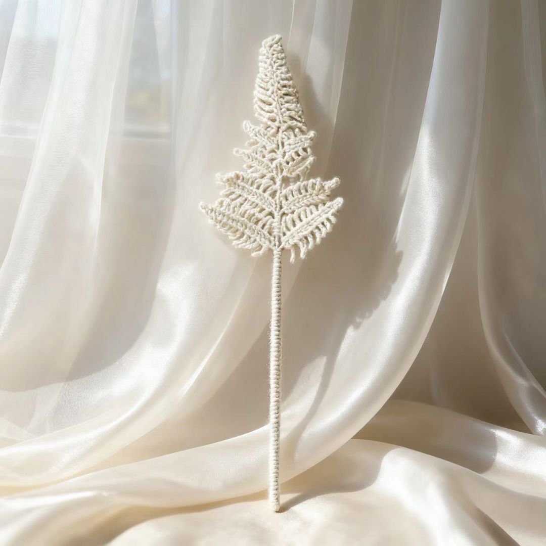 Crochet White Fern Stem Decor