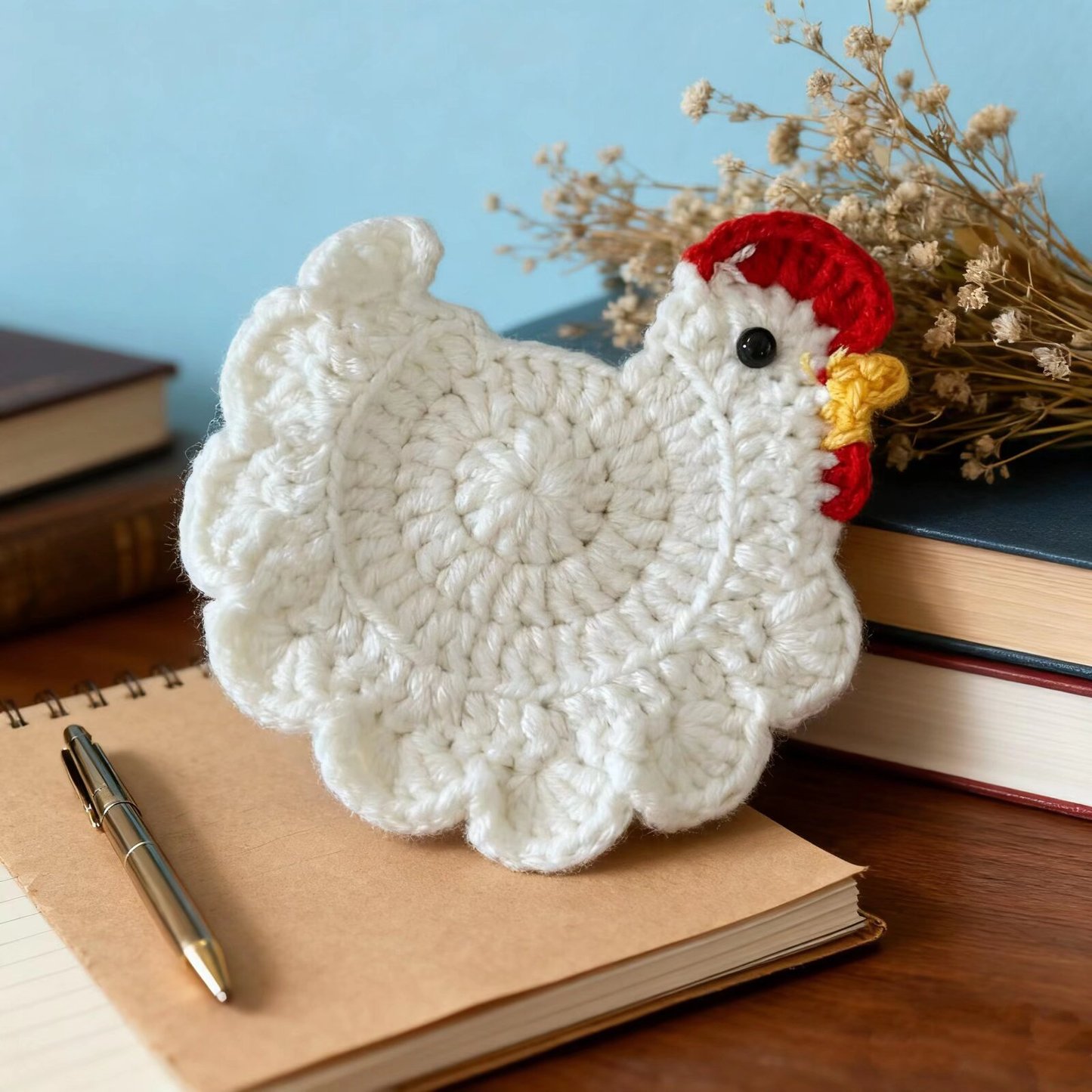 Crochet Chicken Coaster Handmade Cup Mat