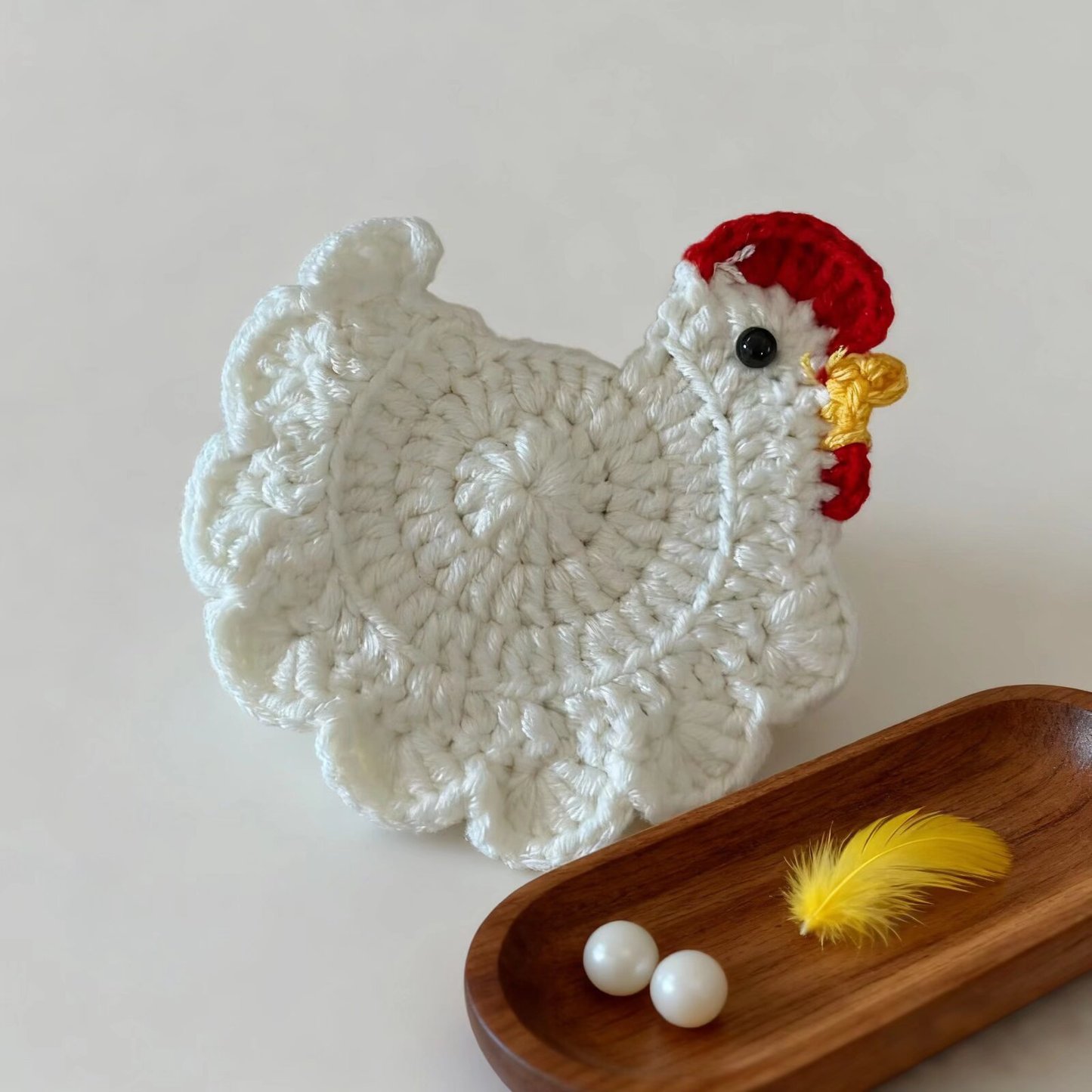Crochet Chicken Coaster Handmade Cup Mat