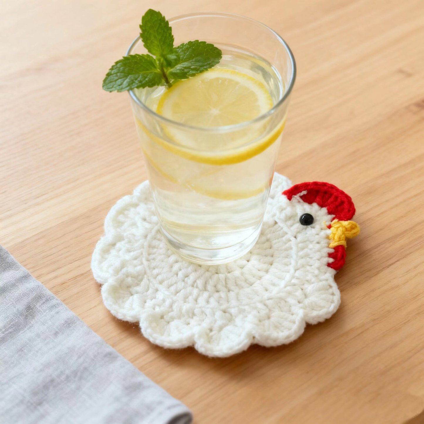 Crochet Chicken Coaster Handmade Cup Mat