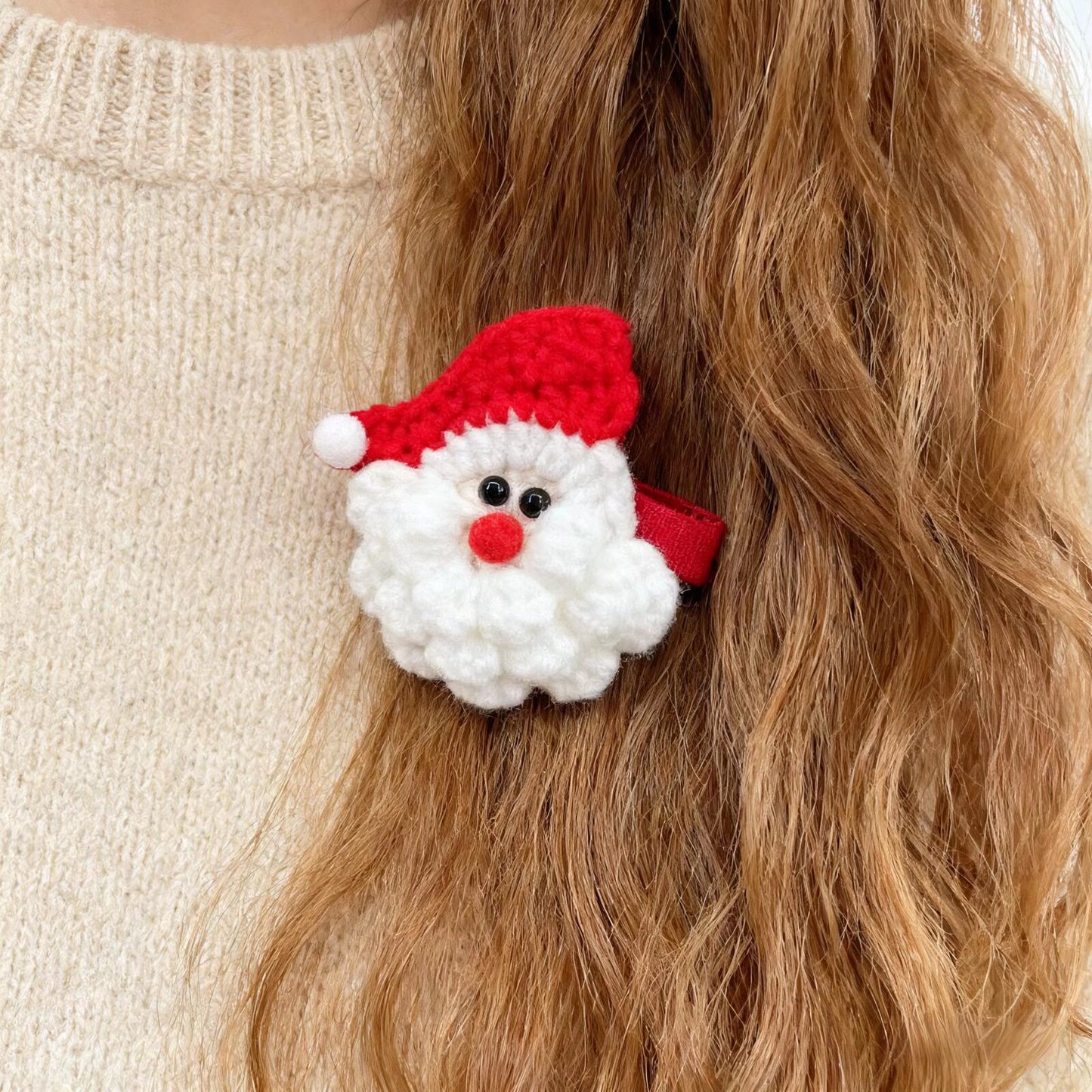 Christmas Santa Crochet Hair Clip