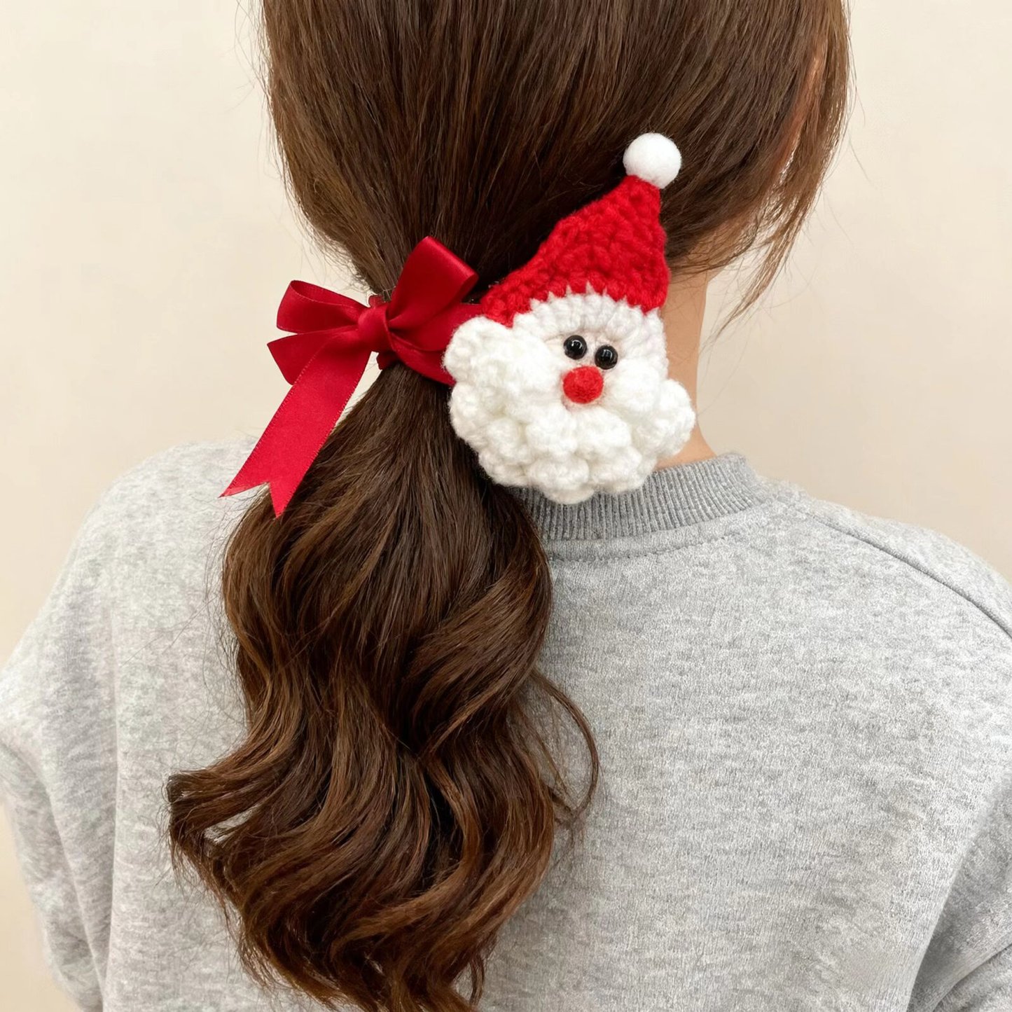 Christmas Santa Crochet Hair Clip