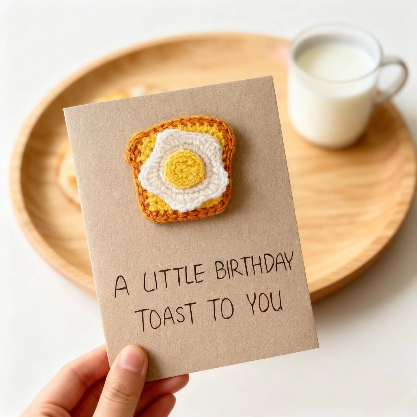 Crochet Birthday Toast Brooch Card