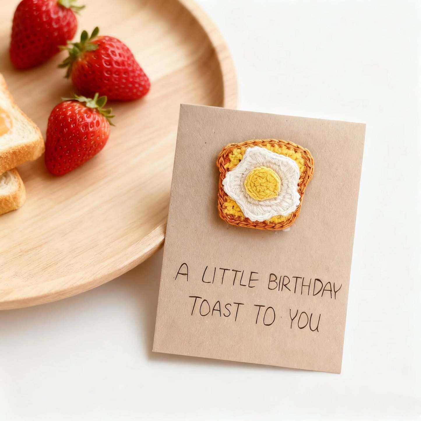 Crochet Birthday Toast Brooch Card