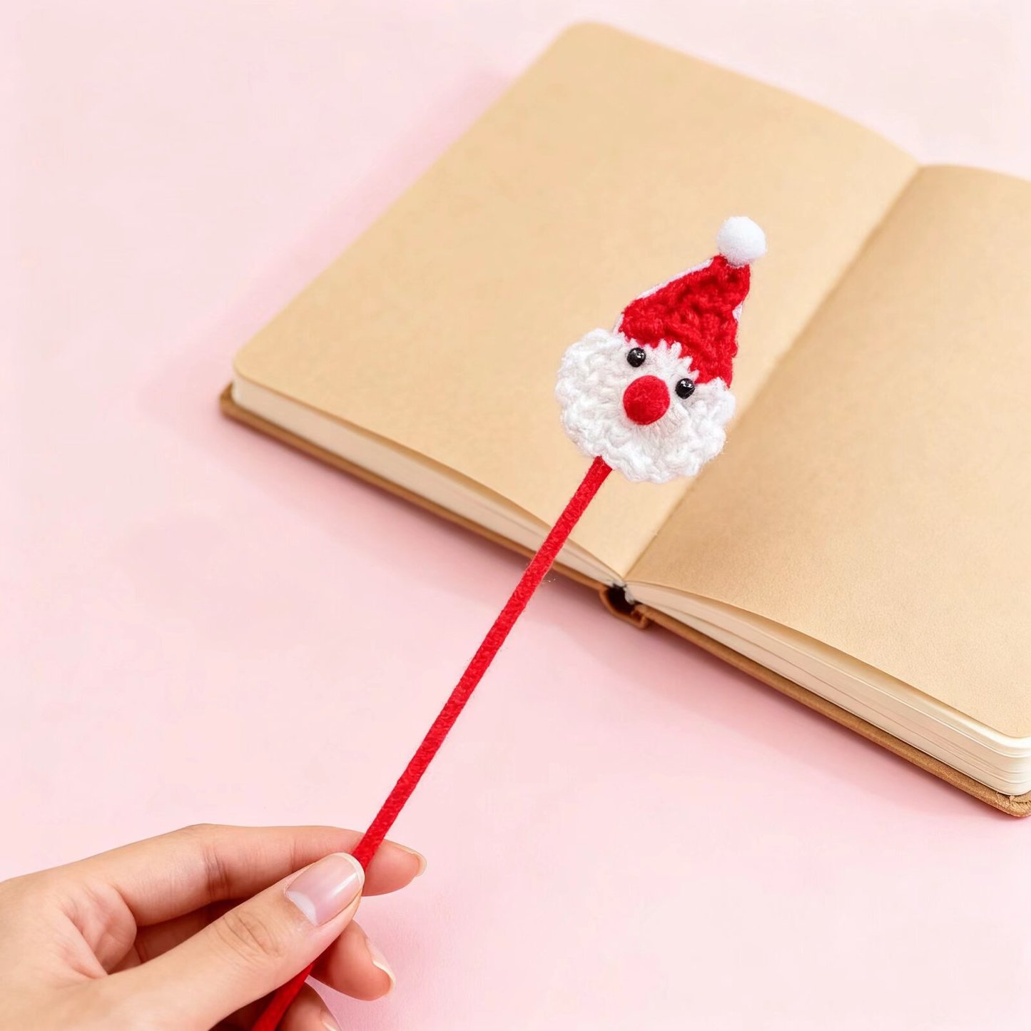 Crochet Santa Stick Handmade Festive Accessory