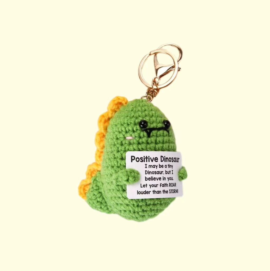 Crochet Positive Dinosaur Keychain Kit