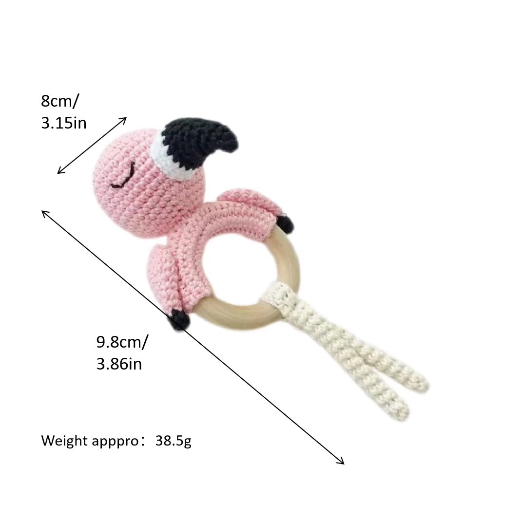 Crochet Flamingo Doll Rattle Handmade Decor