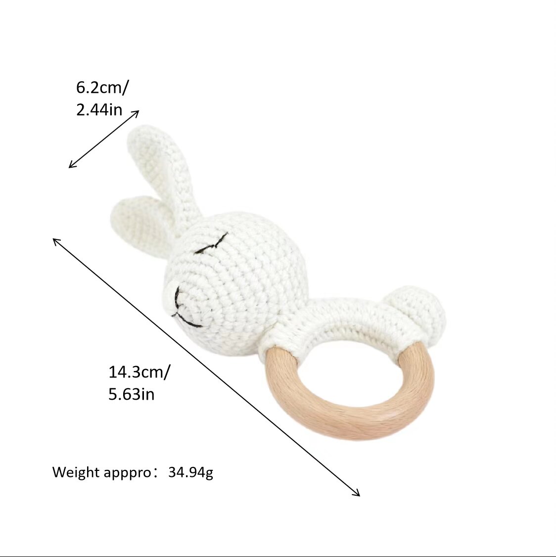 Crochet White Rabbit Doll Keychain Rattle