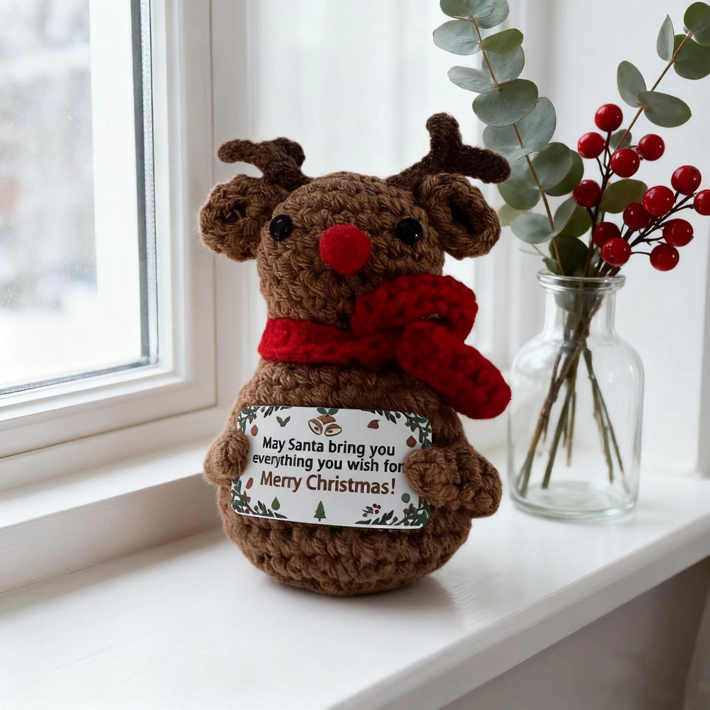 Crochet Christmas Moose Doll Keychain