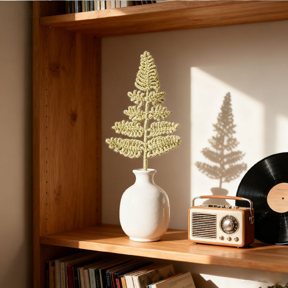 Crochet Green Fern Stem Decor