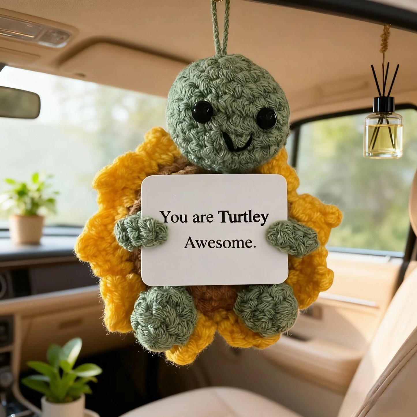 Crochet Motivational Turtle Plush Decor