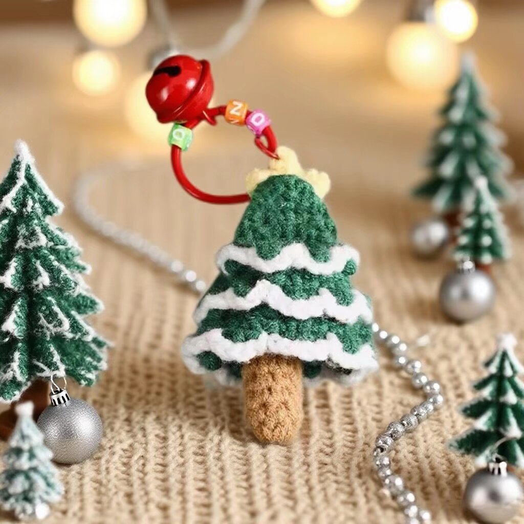 Christmas Tree Crochet Keychain