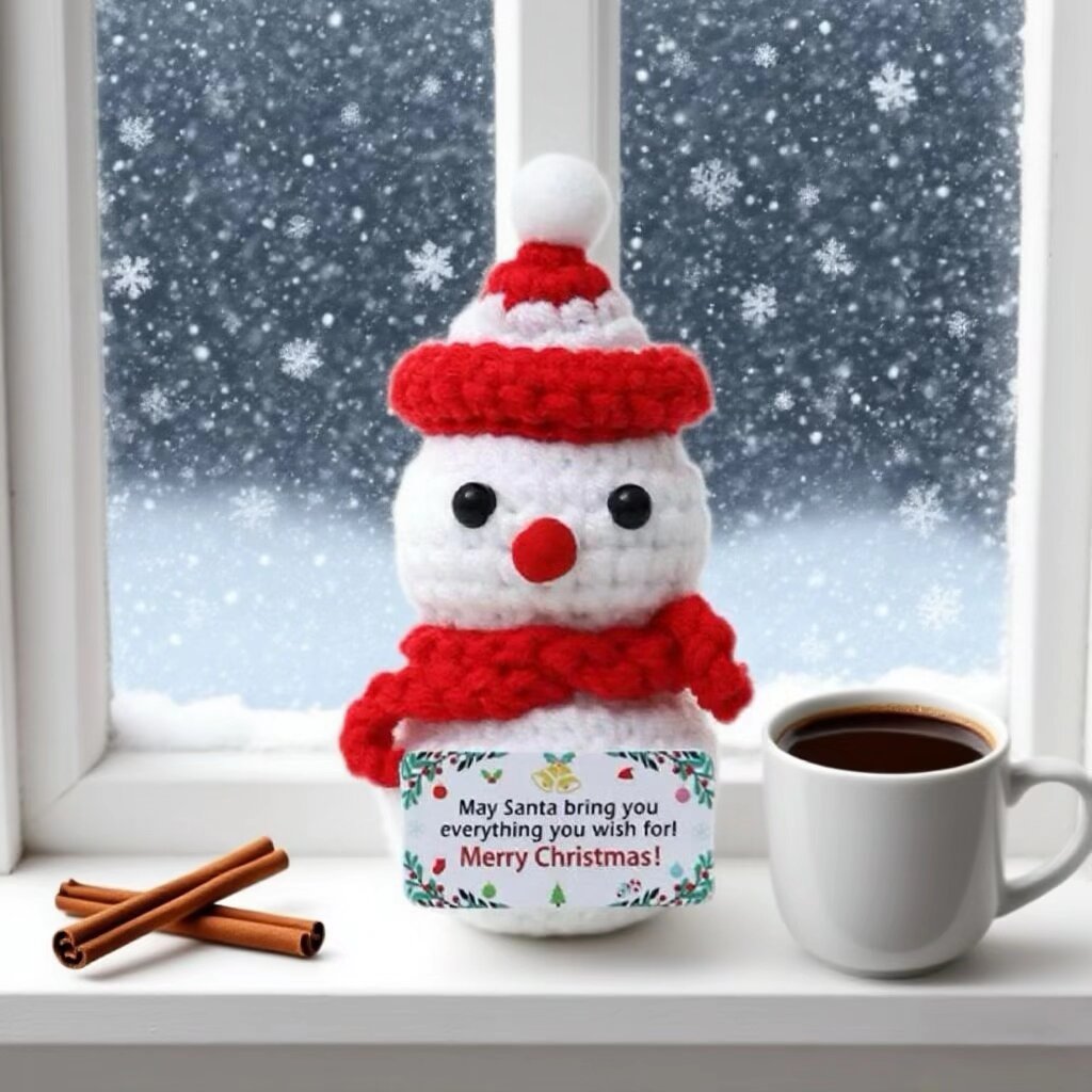 Crochet Snowman Doll Keychain Handmade