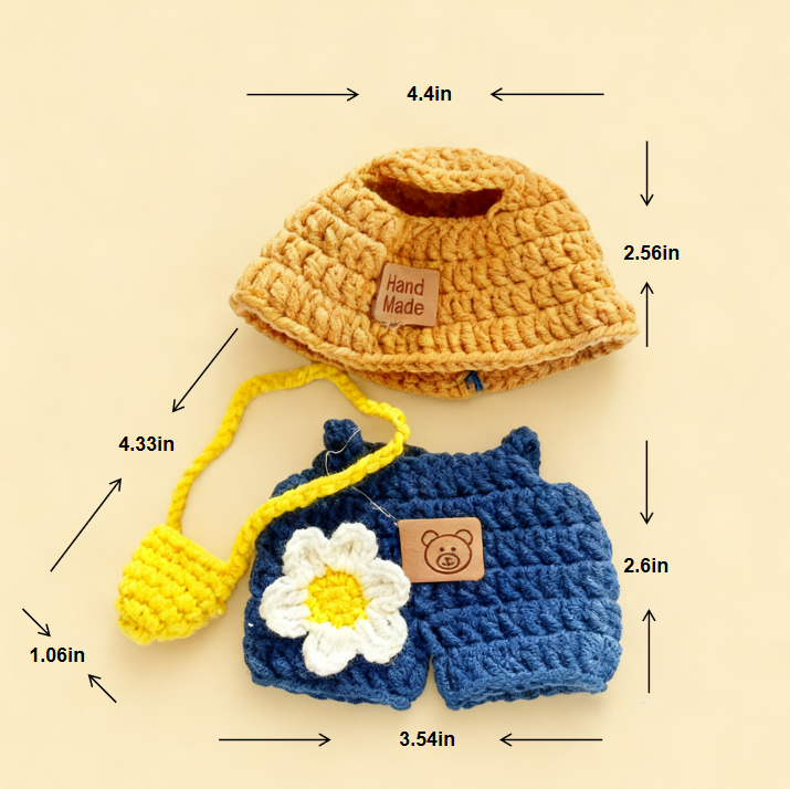 Crochet Doll Clothes Bucket Hat Set