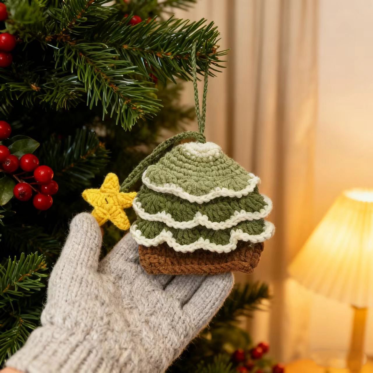 Crochet Christmas Tree Keychain Charm