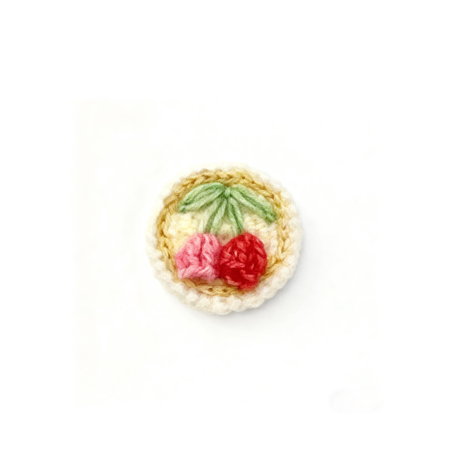 Crochet Cherry Brooch Fruit Pin