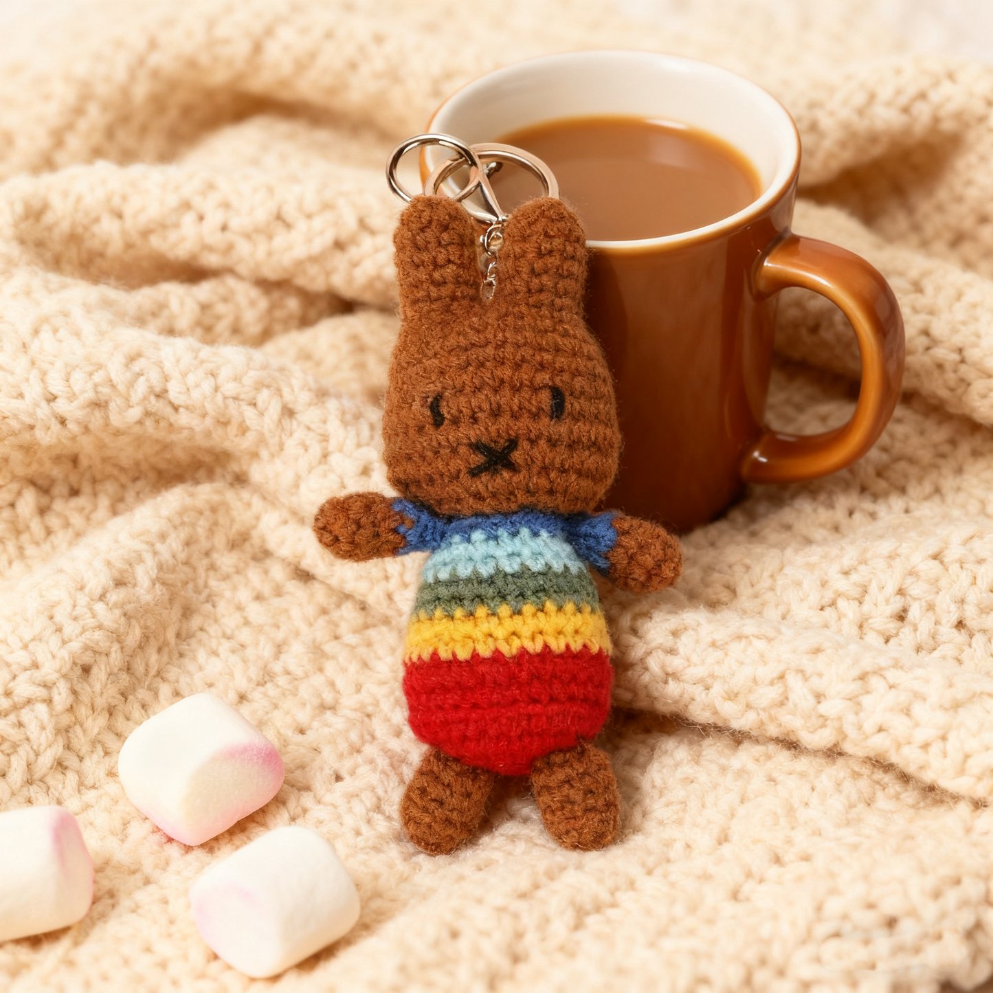 Crochet Rainbow Bunny Keychain Kit