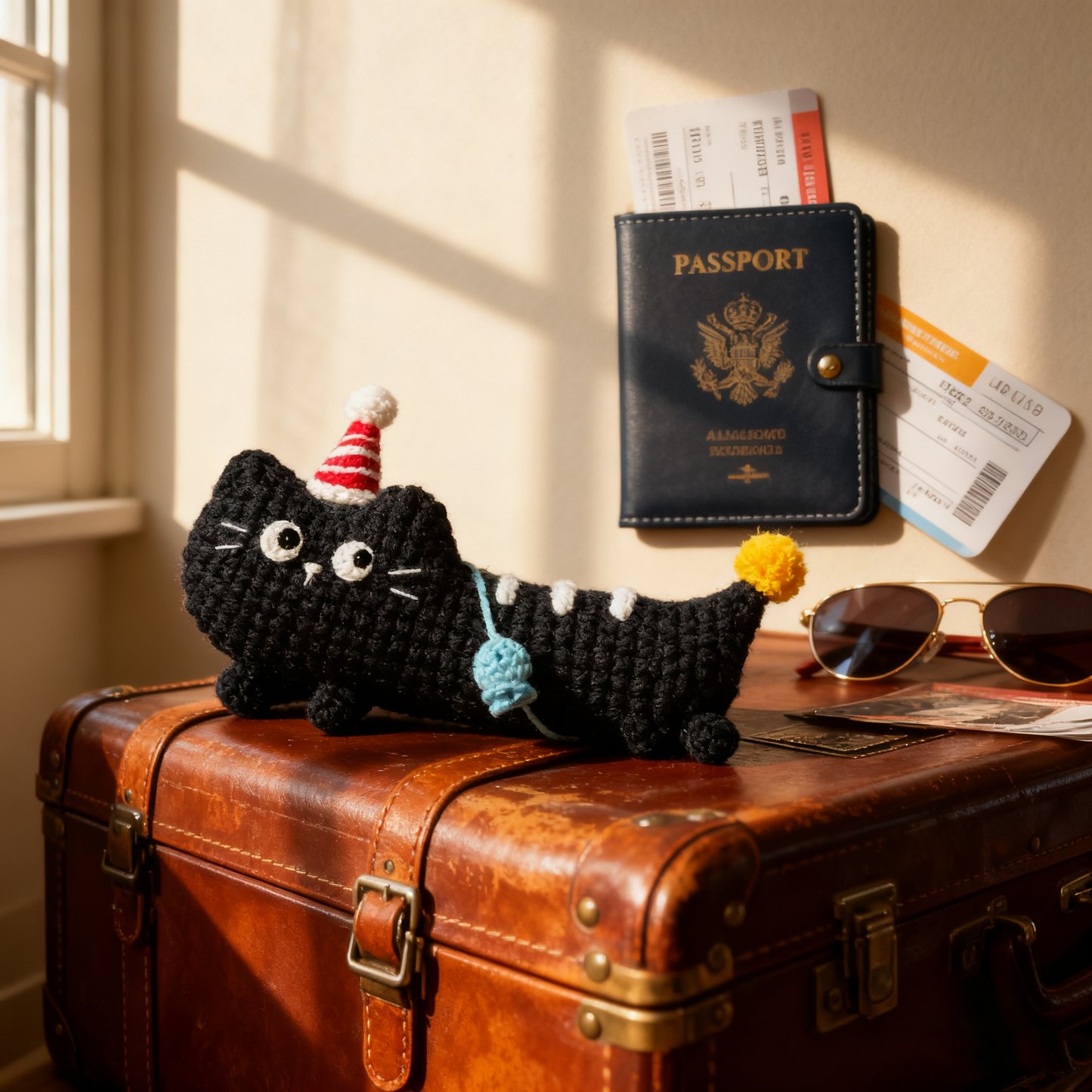 Crochet Black Cat Doll Kit Party Hat Design