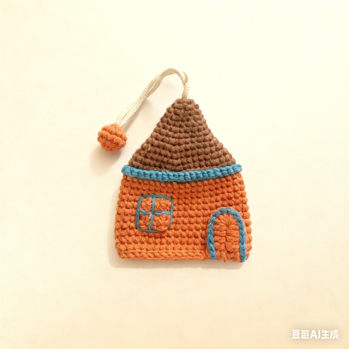 Crochet Cottage House Keychain Charm