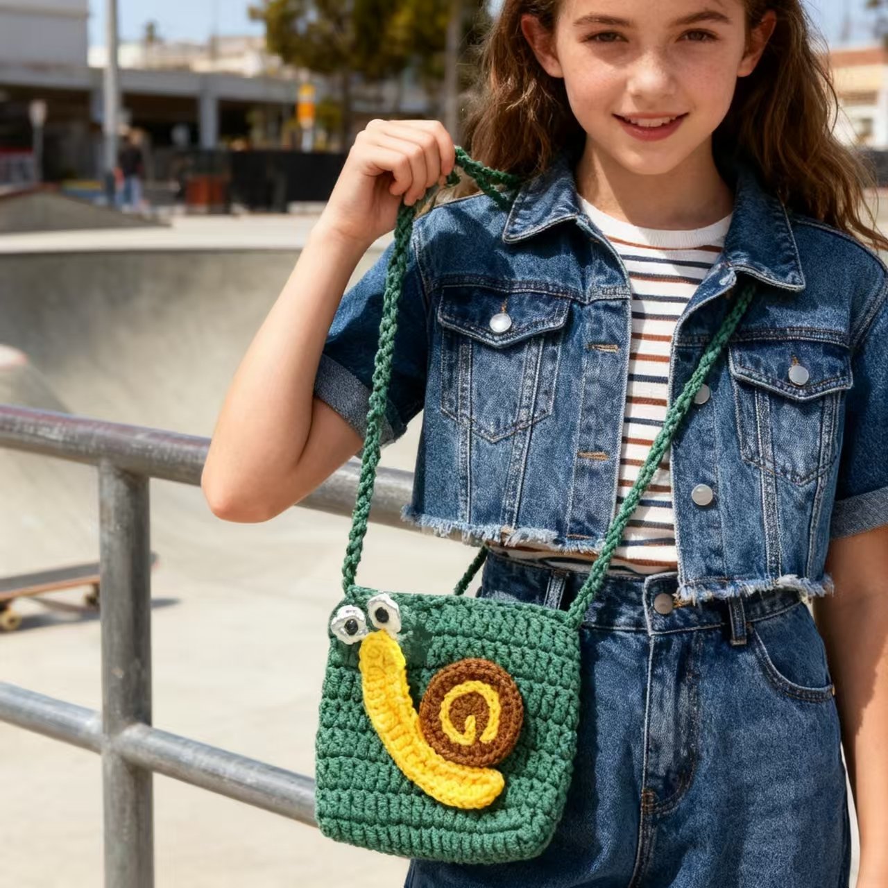 Crochet Snail Mini Crossbody Bag
