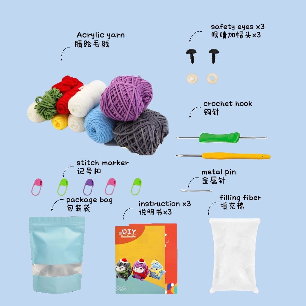 Crochet Animal Doll Starter Kit Premium Yarn Set