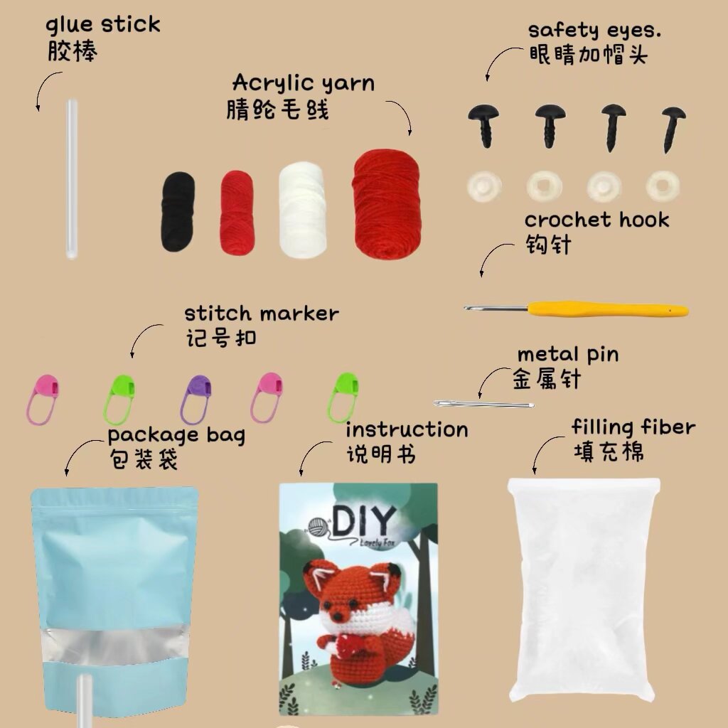 Crochet Fox Doll Kit Easy Animal Amigurumi