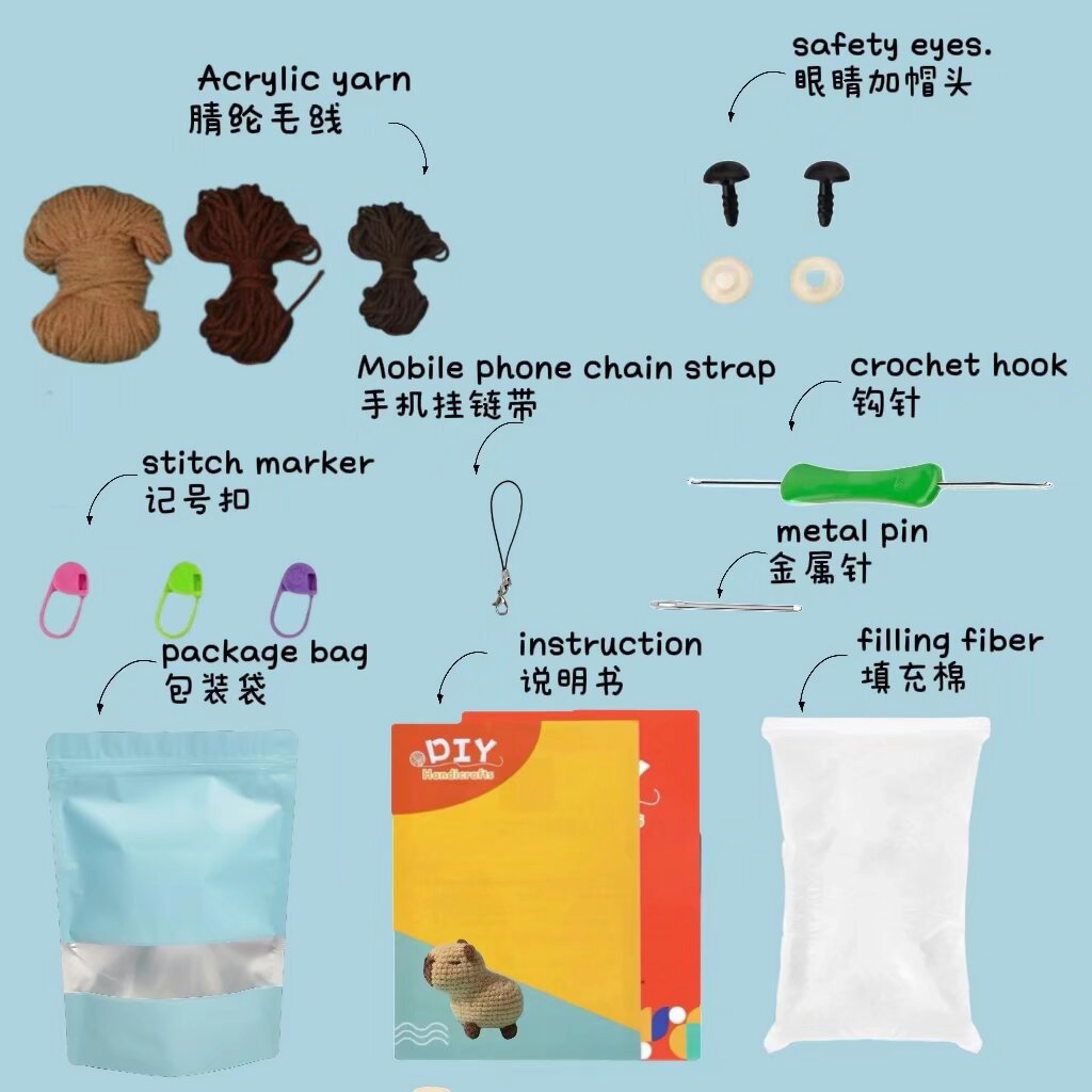 Crochet Capybara Doll Kit Beginner Friendly Craft