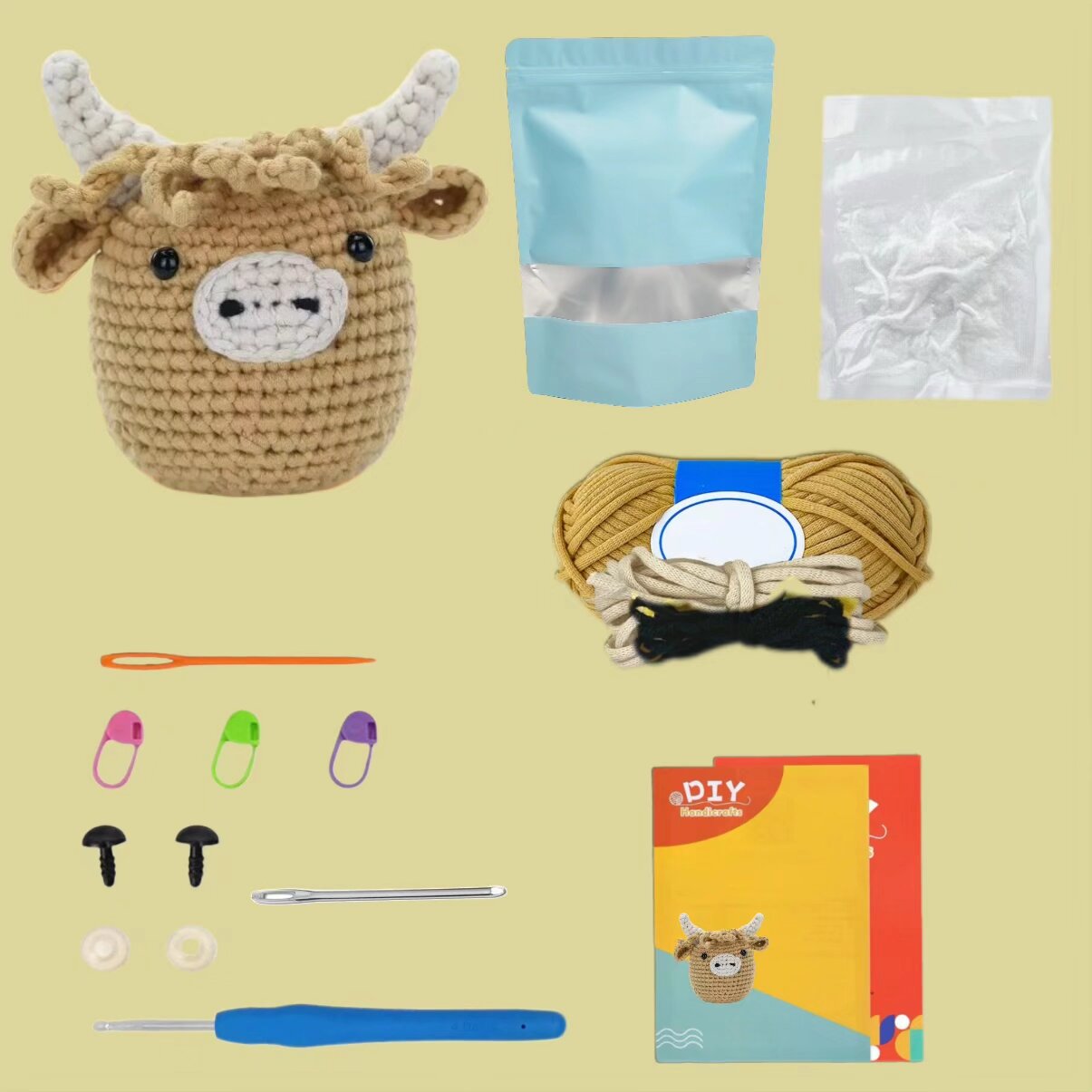 Crochet Small Cow Doll Kit Soft Plush Toy