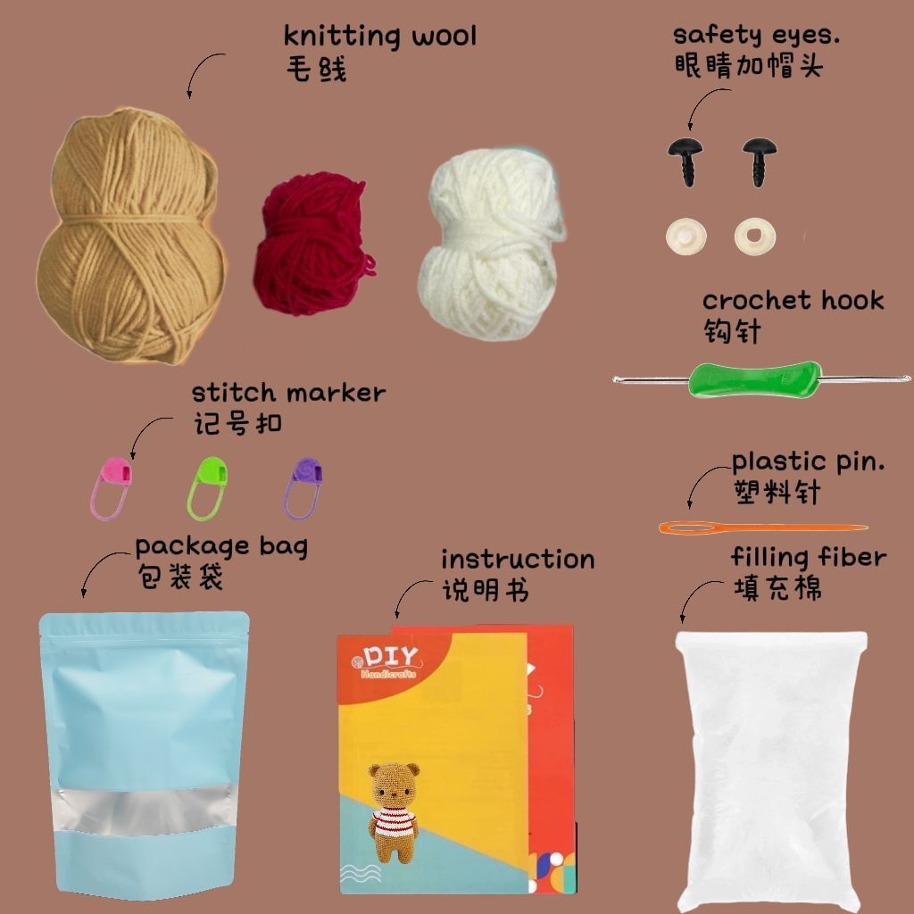 Crochet Bear Amigurumi Kit Soft Plush Starter Pack