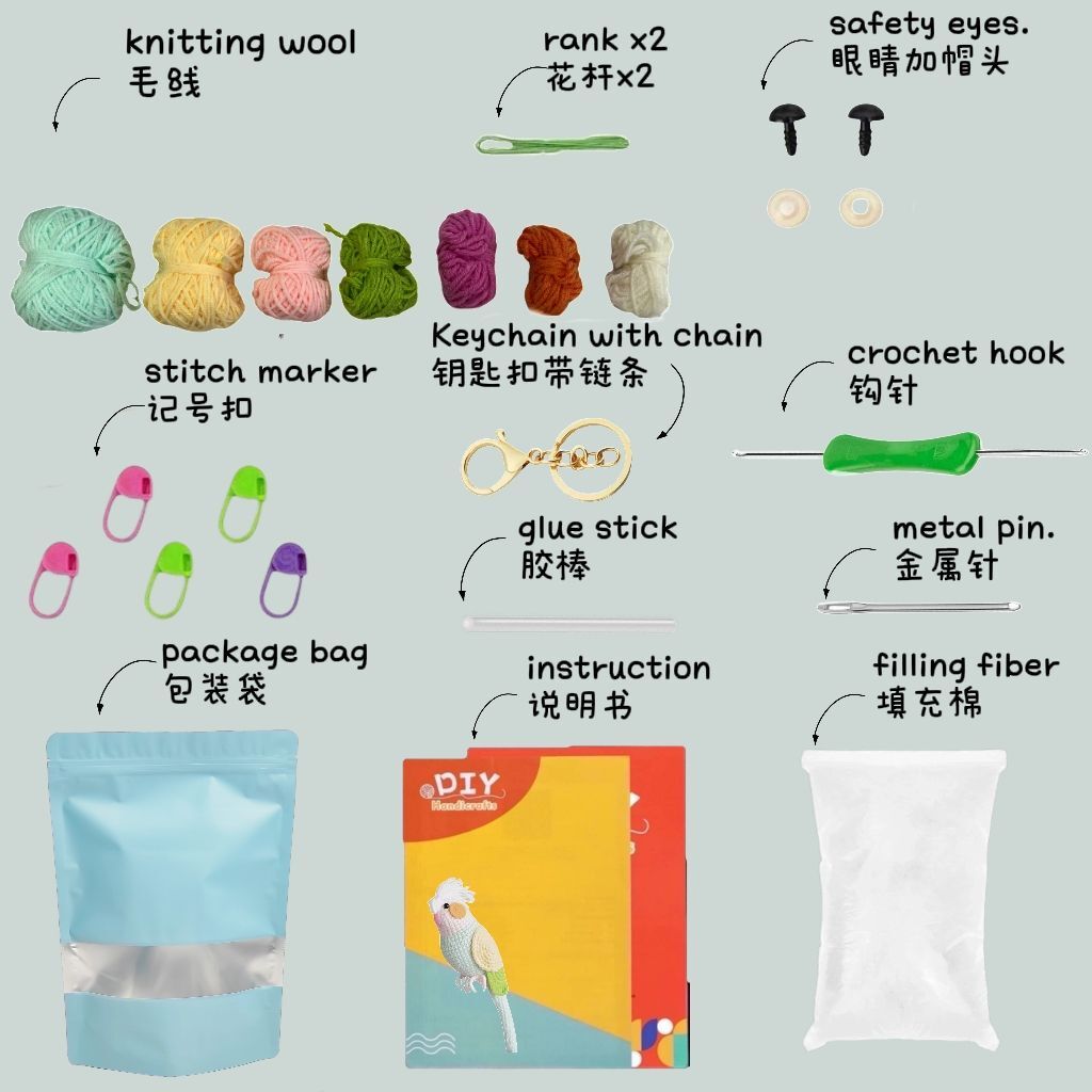 Crochet Cockatoo Doll Kit Cute Parrot Plush