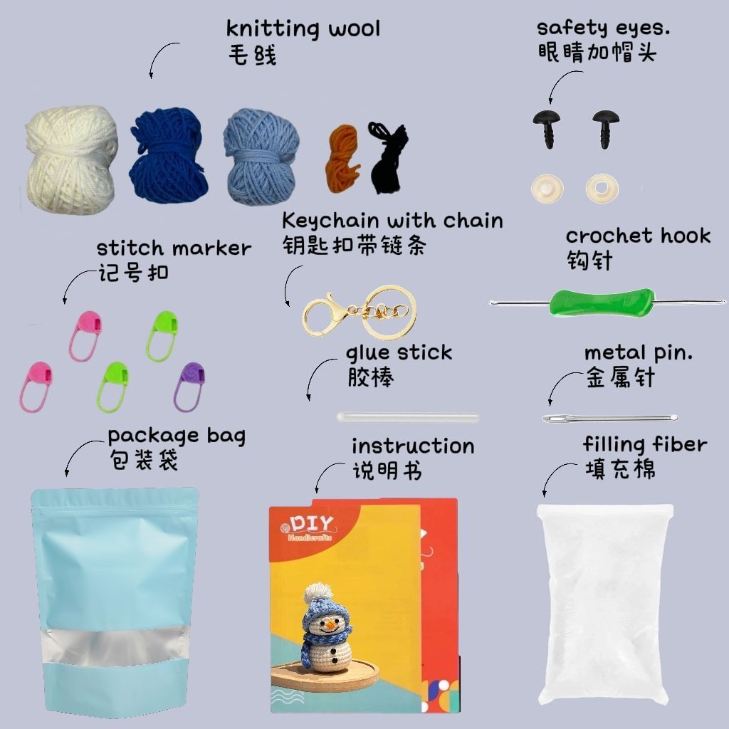 Crochet Snowman DIY Kit Holiday Plush Decoration