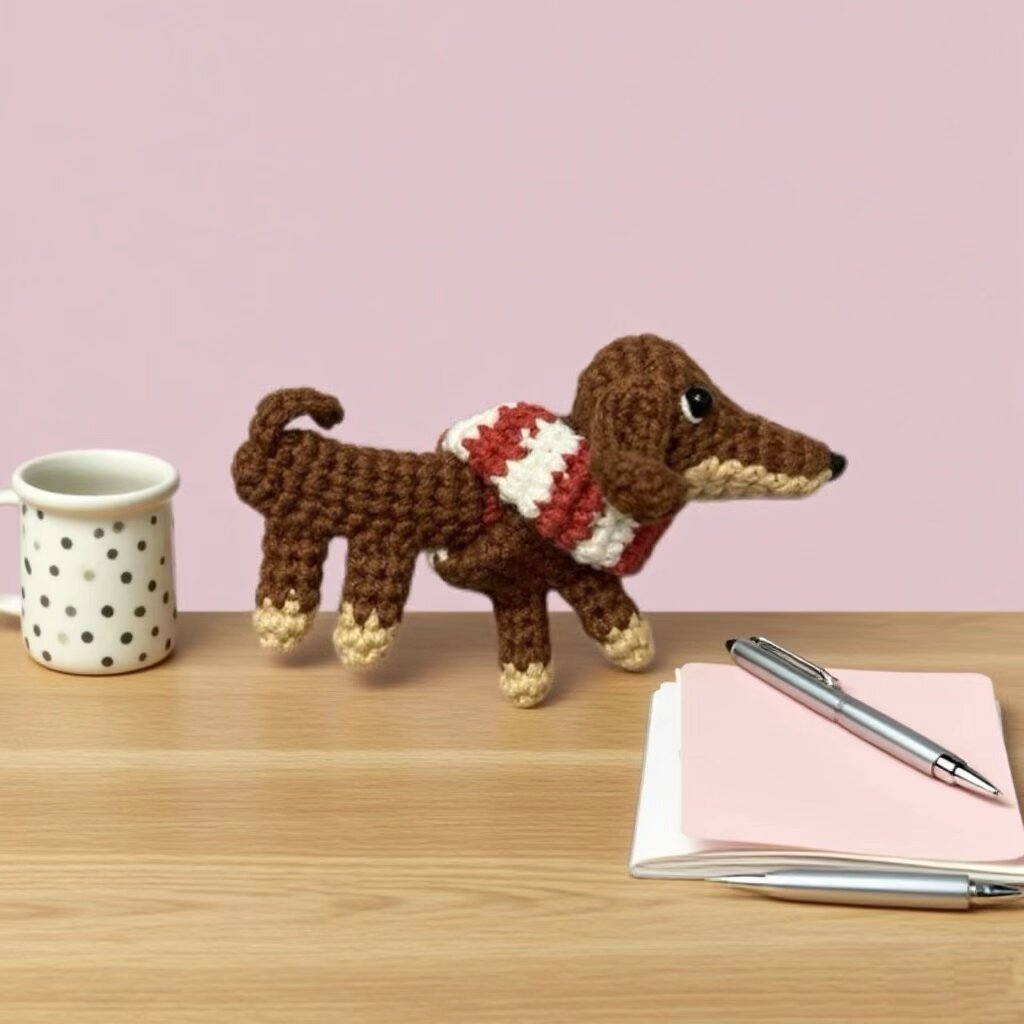 Crochet Dog Keychain Kit Long Body Design